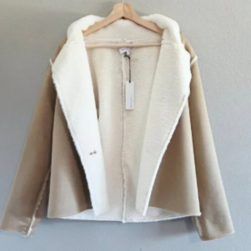 Michael Stars Kit Faux Shearling & Suede Notch Collar Jacket Size Small